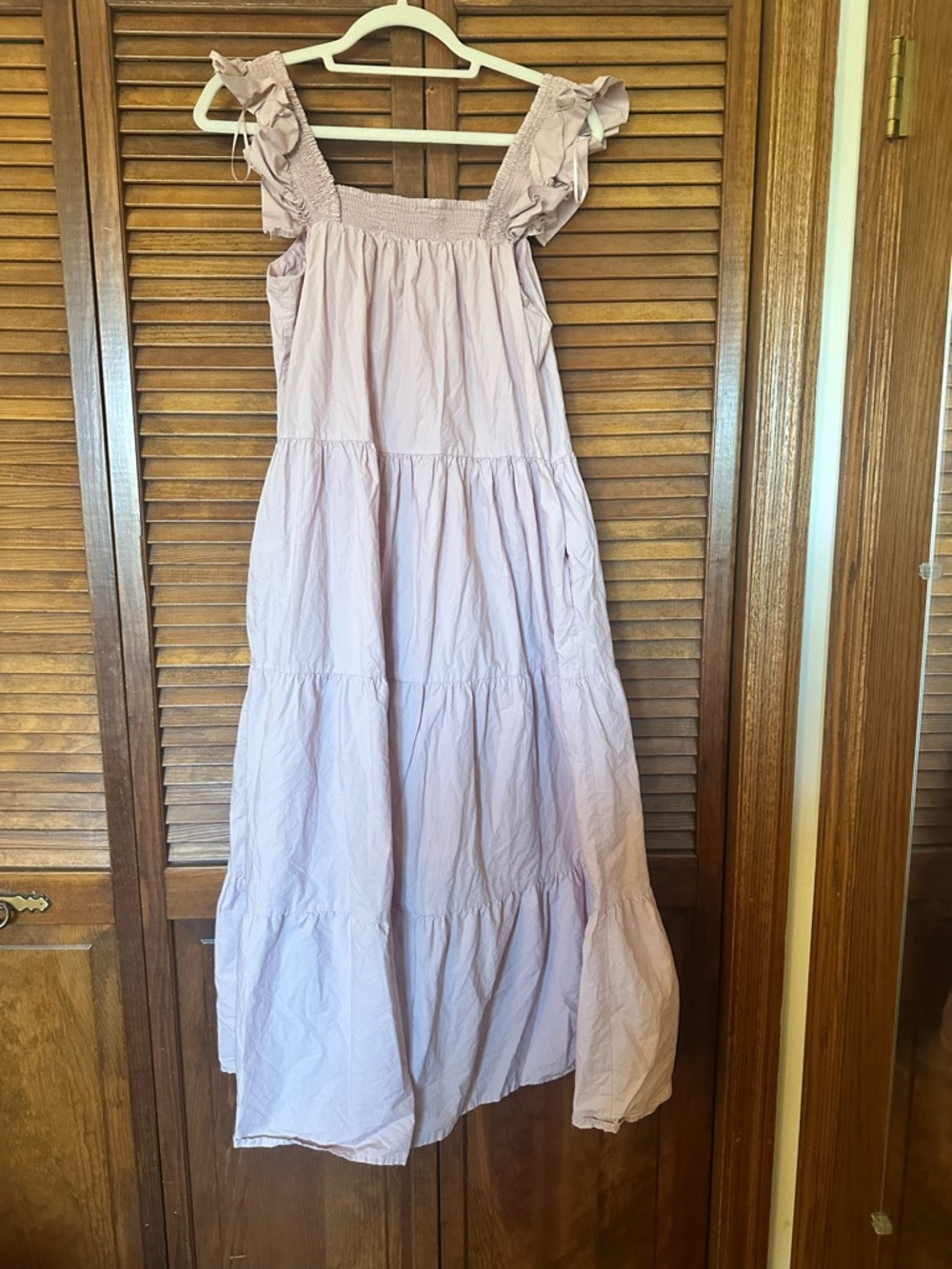 English Factory Dust Pink Ruffle Strap Tiered Maxi Dress size small - Picture 10 of 11